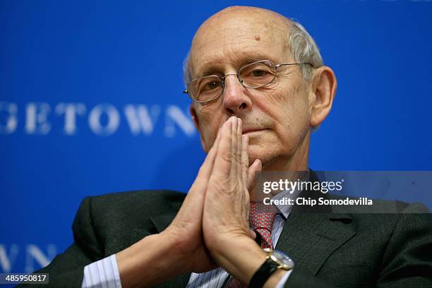 Supreme Court Associate Justice Stephen Breyer participates in a panel on "Lessons from the Past for the Future of Human Rights: A Conversation" at...