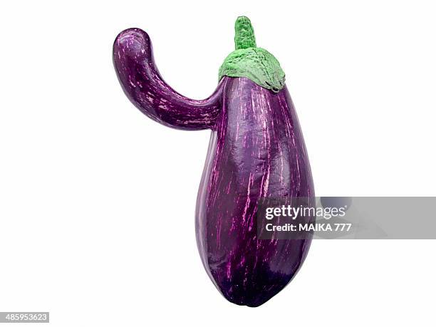 eggplant with a mutation that resembles a big nose - deformiert stock-fotos und bilder