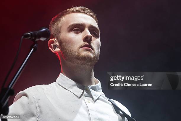 Musician Guy Lawrence of Disclosure performs at the Coachella valley music and arts festival at The Empire Polo Club on April 20, 2014 in Indio,...