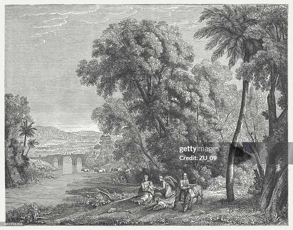 Flight into Egypt by French painter Claude Lorrain, published 1878