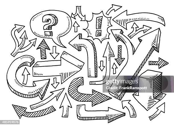 set of arrows drawing - curved arrow transparent background stock illustrations