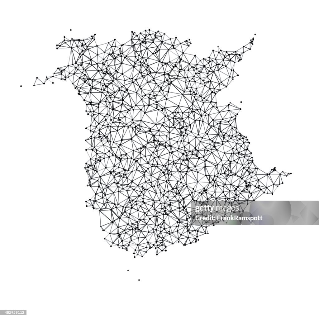 New Brunswick Map Network Black And White