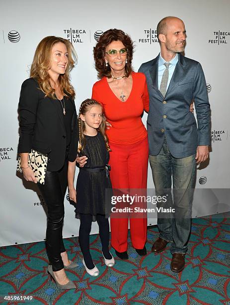 Actress Sasha Alexander, daughter Lucia Sofia Ponti, actress Sophia Loren and director Edoardo Ponti attend the Shorts Program: Soul Survivors during...