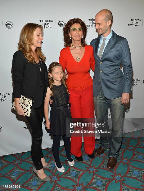 Actress Sasha Alexander, daughter Lucia Sofia Ponti, actress Sophia Loren and director Edoardo Ponti attend the Shorts Program: Soul Survivors during...