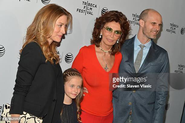 Actress Sasha Alexander, daughter Lucia Sofia Ponti, actress Sophia Loren and director Edoardo Ponti attend the Shorts Program: Soul Survivors during...