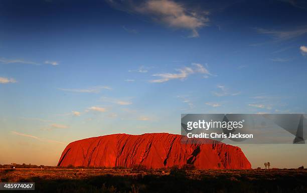 Sunset at Uluru ahead of a visit by Prince William, Duke of Cambridge and Catherine, Duchess of Cambridge on April 21, 2014 in Ayers Rock, Australia....
