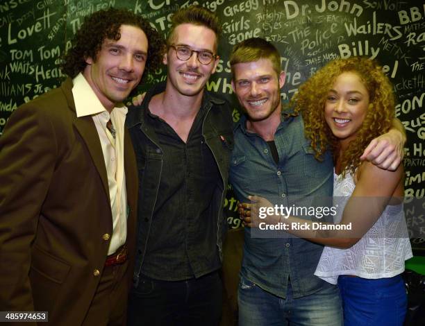 Recording Artist Phoenix Mendoza along with ABC TV's "Nashville" cast members Sam Palladio and Chaley Rose backstage with Cast Member...
