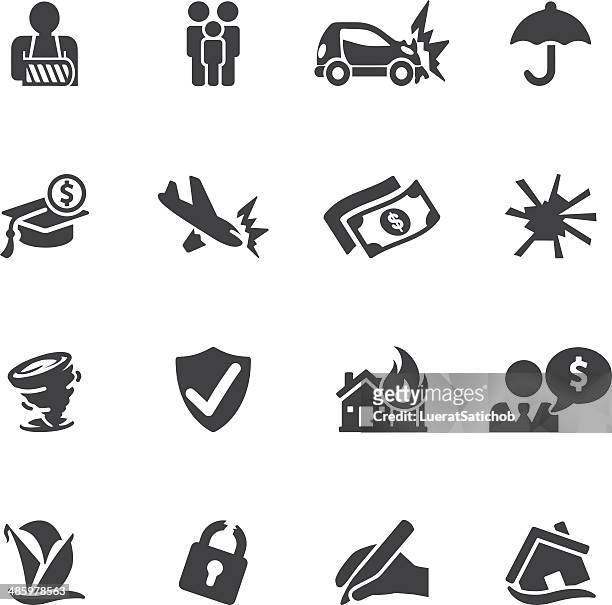 insurance silhouette icons| eps10 - graphic car accidents stock illustrations