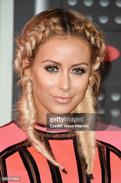 Singer Aubrey O'Day of the duo Dumblonde attends the 2015 MTV Video Music Awards at Microsoft Theater on August 30, 2015 in Los Angeles, California.