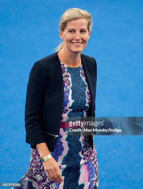 Sophie, Countess of Wessex attends the Unibet EuroHockey Championships at the Lee Valley Hockey and Tennis Centre on August 30, 2015 in London,...
