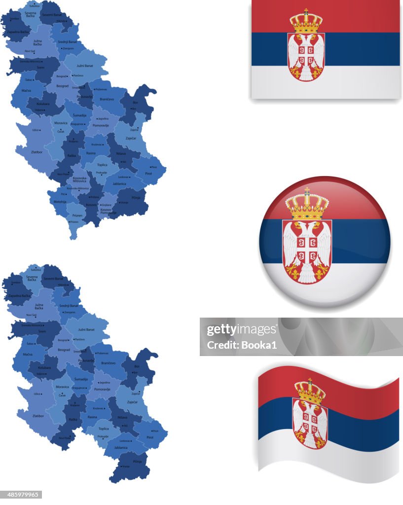 Serbia Map and Flag Collection