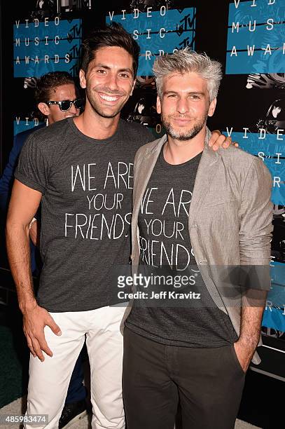 Producer Nev Schulmand and director Max Joseph attend the 2015 MTV Video Music Awards at Microsoft Theater on August 30, 2015 in Los Angeles,...