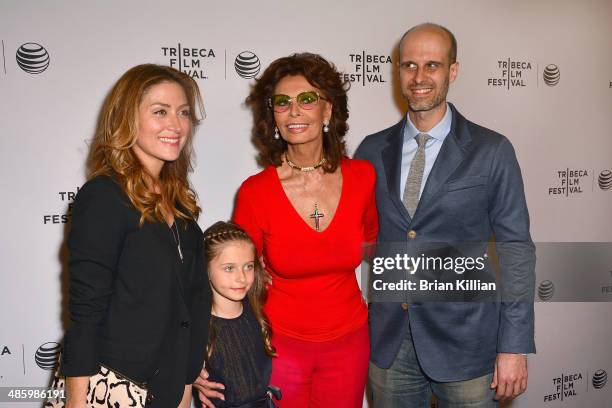 Sasha Alexander, Lucia Alexander, Sophia Loren and Edoardo Ponti attend the Shorts Program: Soul Survivors during the 2014 Tribeca Film Festival at...