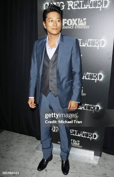 Sung Kang arrives at FOX's "Gang Related" TV series premiere held at Homeboy Industries on April 21, 2014 in Los Angeles, California.