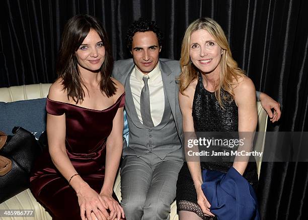 Actress Katie Holmes, designer Zac Posen and filmmaker Karen Leigh Hopkins attend the "Miss Meadows" Premiere after party during the 2014 Tribeca...