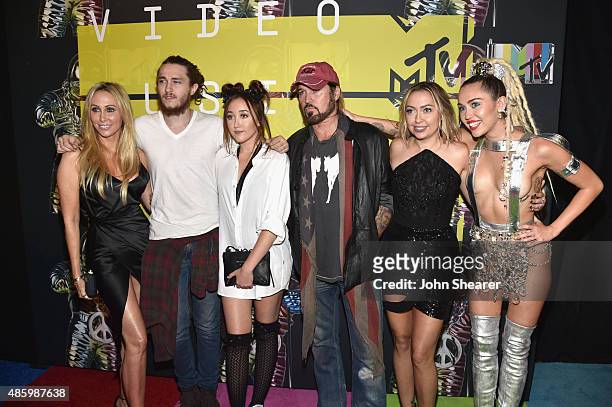 Producer Tish Cyrus, actors Braison Cyrus, Noah Cyrus, recording artist Billy Ray Cyrus, actress Brandi Glenn Cyrus and host Miley Cyrus attend the...