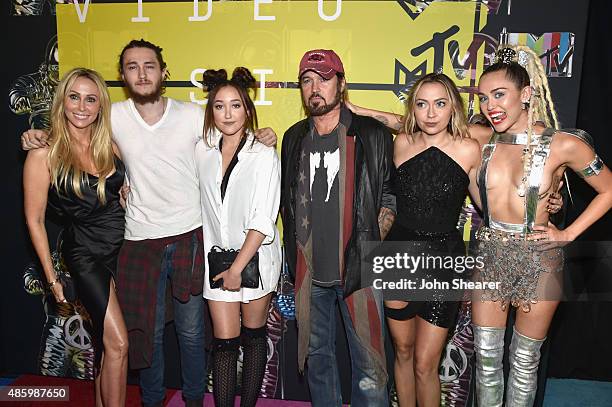 Producer Tish Cyrus, actors Braison Cyrus, Noah Cyrus, recording artist Billy Ray Cyrus, actress Brandi Glenn Cyrus and host Miley Cyrus attend the...