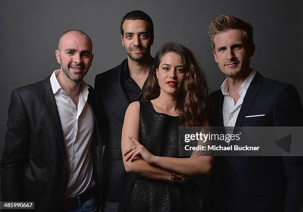 Actor Julien Arruti, actor Tarek Boudali, actress Alice David and director Philippe Lacheau pose for a portait during the 18th Annual City Of Lights,...