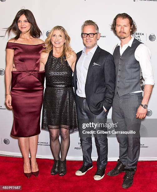 Actress Katie Holmes, filmmaker Karen Leigh Hopkins, producer Rob Carliner and actor James Badge Dale attend the screening of "Miss Meadows" during...