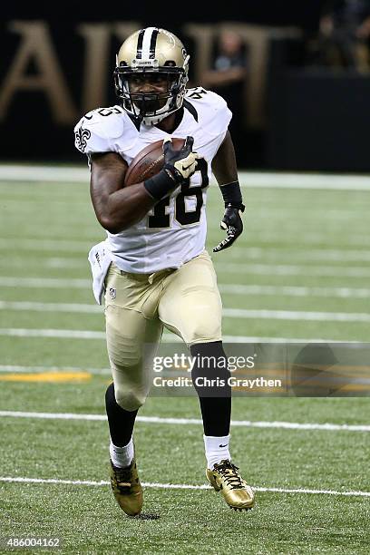 Marcus Murphy of the New Orleans Saints at the Mercedes-Benz Superdome on August 30, 2015 in New Orleans, Louisiana.