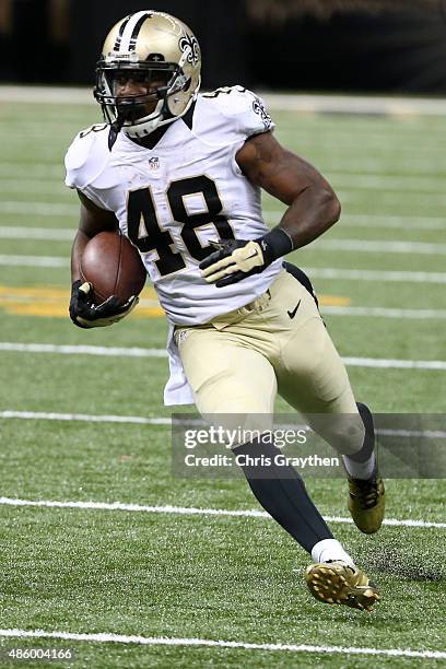 Marcus Murphy of the New Orleans Saints at the Mercedes-Benz Superdome on August 30, 2015 in New Orleans, Louisiana.