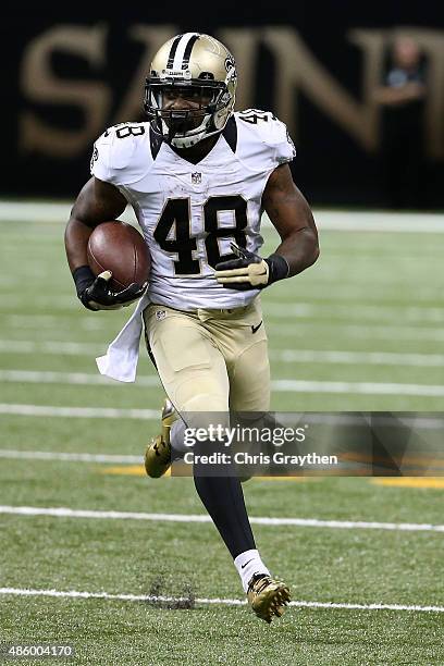 Marcus Murphy of the New Orleans Saints at the Mercedes-Benz Superdome on August 30, 2015 in New Orleans, Louisiana.