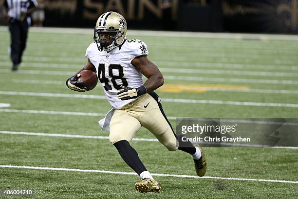 Marcus Murphy of the New Orleans Saints at the Mercedes-Benz Superdome on August 30, 2015 in New Orleans, Louisiana.
