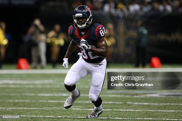 Keshawn Martin of the Houston Texans at the Mercedes-Benz Superdome on August 30, 2015 in New Orleans, Louisiana.