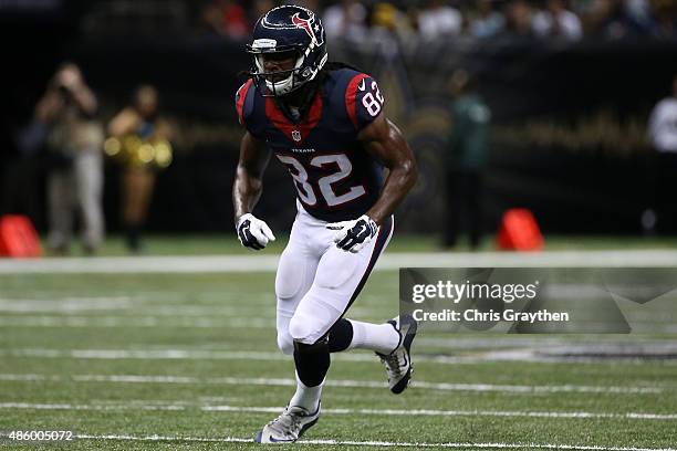 Keshawn Martin of the Houston Texans at the Mercedes-Benz Superdome on August 30, 2015 in New Orleans, Louisiana.