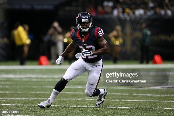 Keshawn Martin of the Houston Texans at the Mercedes-Benz Superdome on August 30, 2015 in New Orleans, Louisiana.