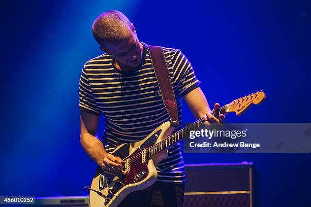 Joff Oddie of Wolf Alice performs on the NME Radio 1 stage during day 3 of Leeds Festival at Bramham Park on August 30, 2015 in Leeds, England.