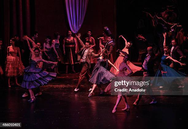 American musical 'West Side Story' is displayed in a small north city Samsun, Turkey on April 21, 2014. The Broadway musical was inspired by William...