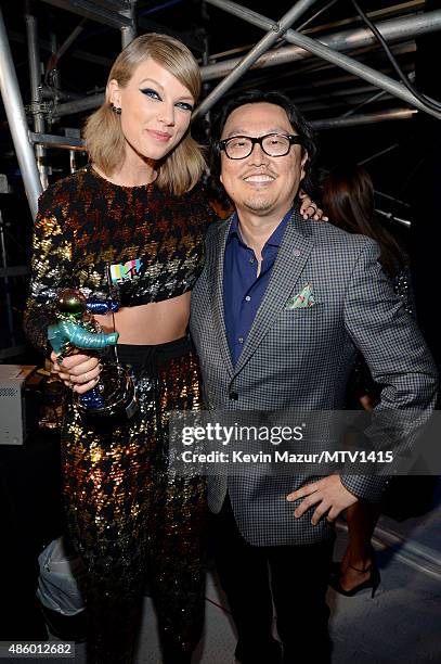 Taylor Swift and Joseph Kahn attend the 2015 MTV Video Music Awards at Microsoft Theater on August 30, 2015 in Los Angeles, California.