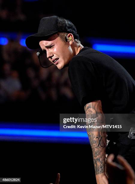 Justin Bieber performs onstage during the 2015 MTV Video Music Awards at Microsoft Theater on August 30, 2015 in Los Angeles, California.