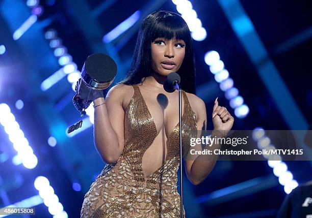 Recording artist Nicki Minaj accepts award for Best Hip-Hop Video for 'Anaconda' onstage during the 2015 MTV Video Music Awards at Microsoft Theater...