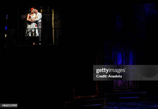 American musical 'West Side Story' is displayed in a small north city Samsun, Turkey on April 21, 2014. The Broadway musical was inspired by William...