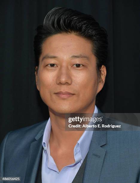 Actor Sung Kang arrives to the premiere of Fox's "Gang Releted" at Homeboy Industries on April 21, 2014 in Los Angeles, California.