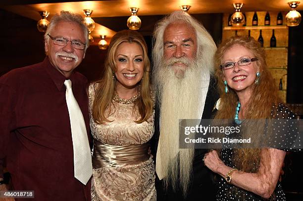 Oak Ridge Boys' Joe Bonsall and Mary Bonsall attend Simone De Staley and the Oak Ridge Boys' William Lee Golden wedding on August 29, 2015 at The...