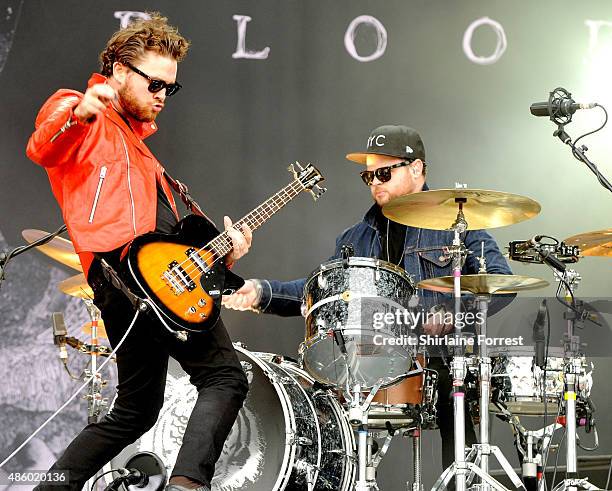 Mike Kerr and Ben Thatcher of Royal Blood perform on day 3 of The Leeds Festival at Bramham Park on August 30, 2015 in Leeds, England.