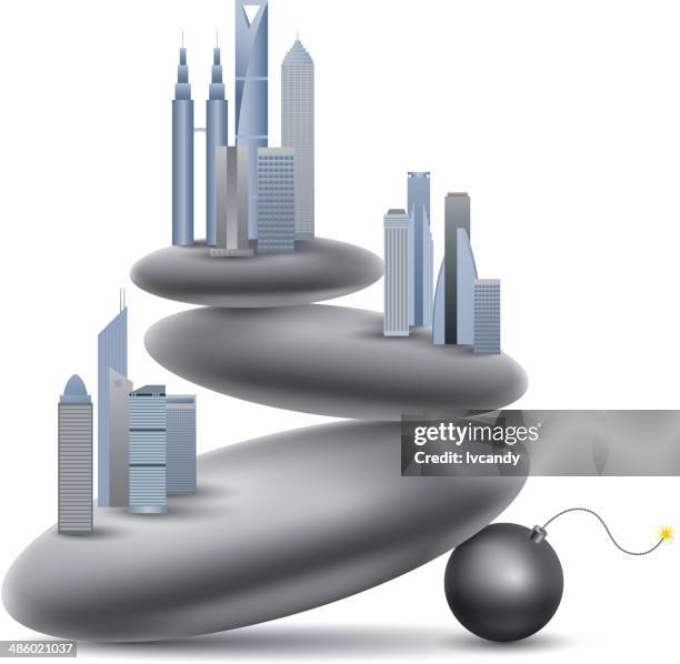 hidden danger of the real estate - pebbles white background stock illustrations