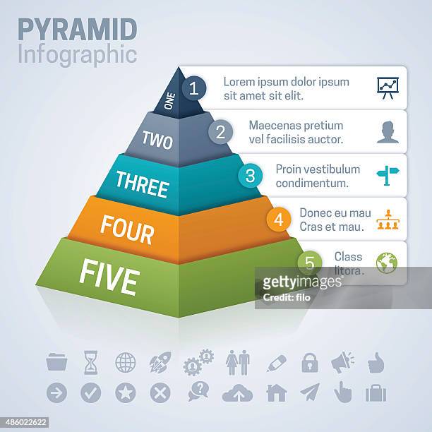 illustrazioni stock, clip art, cartoni animati e icone di tendenza di piramide infografica - piramide