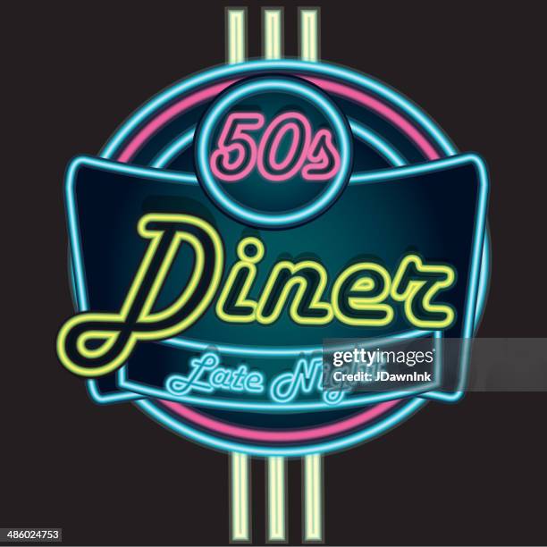 Dner Sign 1950s Diner Sign High Res Illustrations - Getty Images