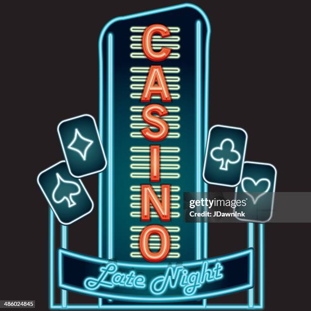 late night retro casino neon sign - late night dining stock illustrations
