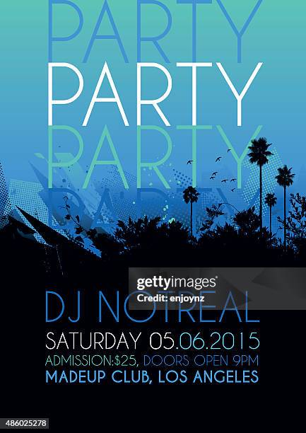 stockillustraties, clipart, cartoons en iconen met nightclub party poster - tropische muziek