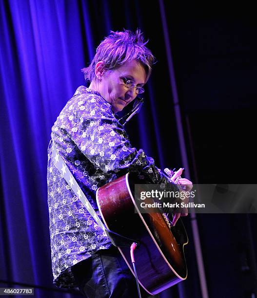 Singer/songwriter Mary Gauthier performs during The Drop: Mary Gauthier at The GRAMMY Museum on April 21, 2014 in Los Angeles, California.