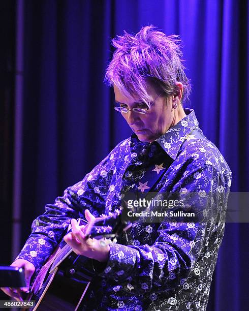 Singer/songwriter Mary Gauthier performs during The Drop: Mary Gauthier at The GRAMMY Museum on April 21, 2014 in Los Angeles, California.