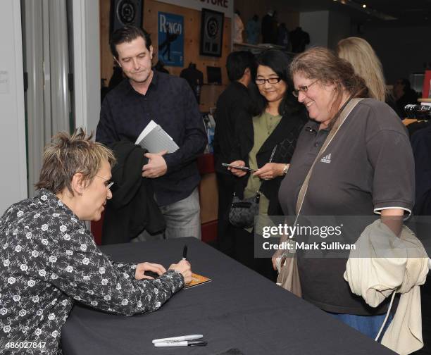 Singer/songwriter Mary Gauthier greets audience members following The Drop: Mary Gauthier at The GRAMMY Museum on April 21, 2014 in Los Angeles,...