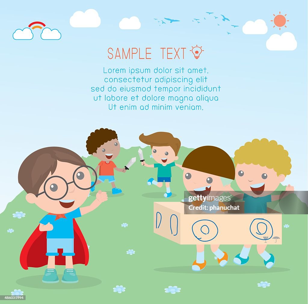 Niños Felices De Dibujos Animados Niños Jugando Niño Jugando Y Estilo De Vida Ilustración de stock - Getty Images Niños Felices De Dibujos Animados Niños Jugando Niño Jugando Y Estilo De Vida Ilustración de stock - Getty Images