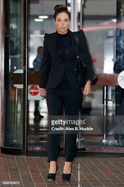 Tulisa Contostavlos departs Southwark Crown Court where she faced drug offence charges. April 22, 2014 in London, England.