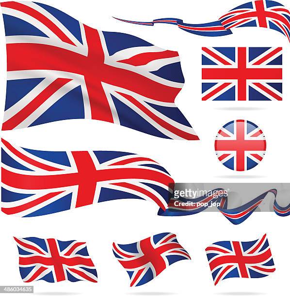 flaggen von großbritannien-icon-set-illustration - union jack stock-grafiken, -clipart, -cartoons und -symbole